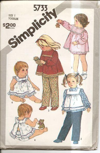Simplicity 5733 Vintage 80's Sewing PatternToddler Sundress Panties Pinafore - VintageStitching - Vintage Sewing Patterns