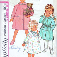 Simplicity 5762 Toddlers' Nightgown Robe PJ's Sleepwear Vintage 1960's Sewing Pattern - VintageStitching - Vintage Sewing Patterns