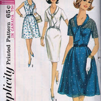 Simplicity 5891 Vintage 1960's Sewing Patterns Ladies Sheath Dress Full Skirt - VintageStitching - Vintage Sewing Patterns