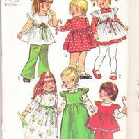 Simplicity 5993 Vintage Pattern Toddlers Dress Smock Bell Bottom Pants - VintageStitching - Vintage Sewing Patterns