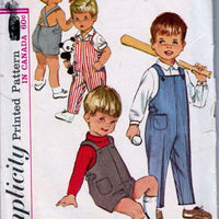 Simplicity 6063 Toddlers Overalls Shorts Shirt Vintage 1960's Sewing Pattern - VintageStitching - Vintage Sewing Patterns