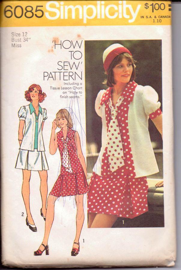 Simplicity 6085 Ladies Sailor Suit Dress Jacket Vintage 1970's Sewing Pattern - VintageStitching - Vintage Sewing Patterns
