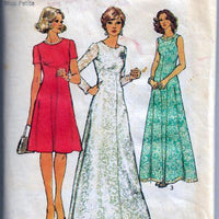 Simplicity 6094 Miss Petite Dress Gown Vintage Sewing Pattern 1970s - VintageStitching - Vintage Sewing Patterns