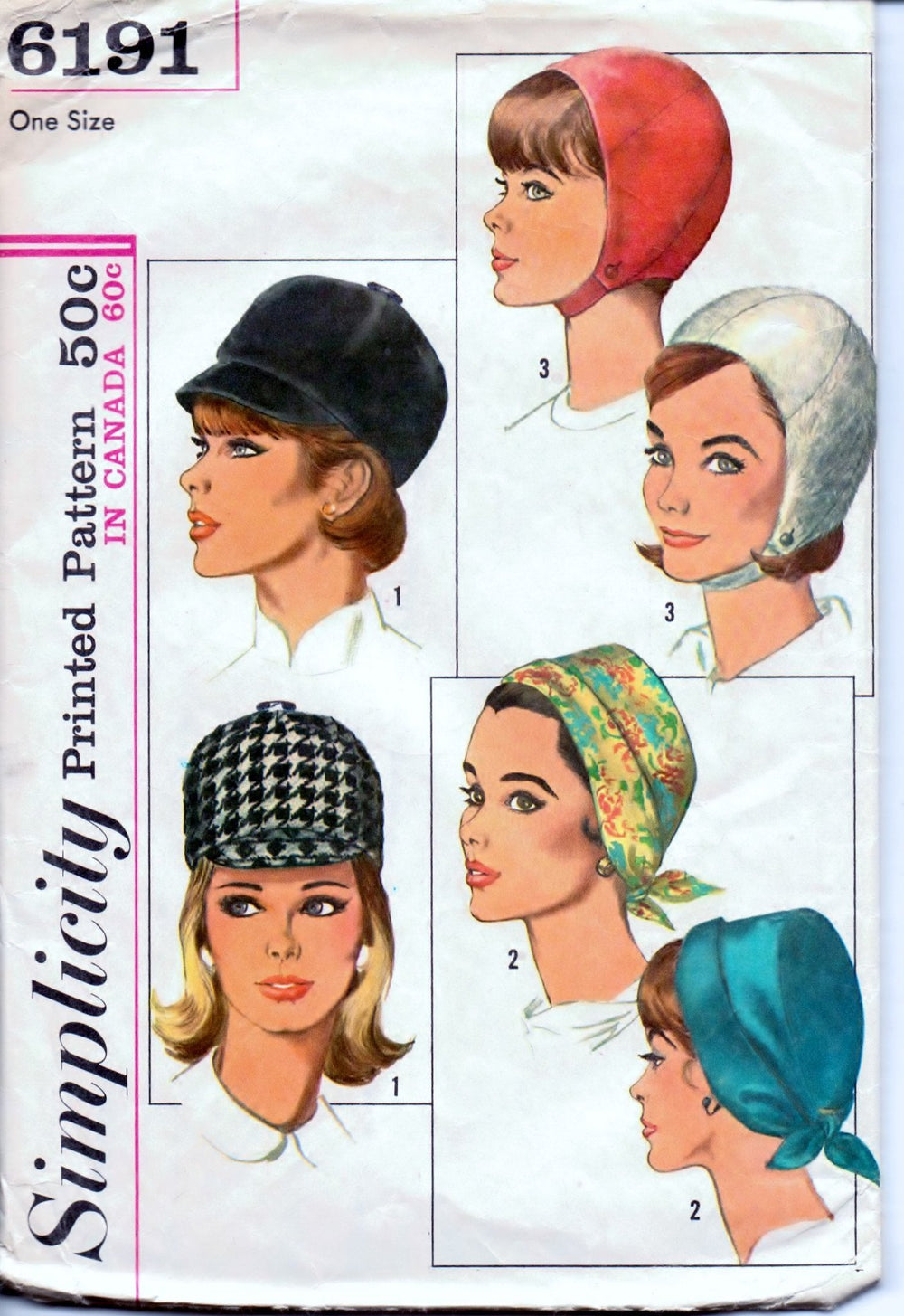 Simplicity 6191 Ladies Set of Hats Vintage 1960's Sewing Pattern - VintageStitching - Vintage Sewing Patterns