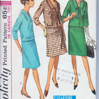 Simplicity 6193 Ladies Two Piece Suit Jacket Slim Flared Skirt Vintage 1960's Sewing Pattern - VintageStitching - Vintage Sewing Patterns