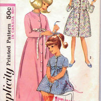 Simplicity 6235 Vintage 1960's Sewing Pattern Girls Bath Robe Empire Waist Front Buttoned Long Short - VintageStitching - Vintage Sewing Patterns