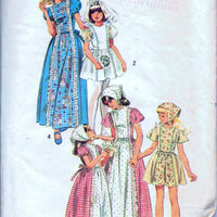 Simplicity 6242 Girls' Long Short Dress First Communion Scarf Vintage 70's Sewing Pattern - VintageStitching - Vintage Sewing Patterns