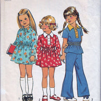 Simplicity 6473 Vintage 1960's Sewing Pattern Little Girls Play Dress Bell Bottom Pants - VintageStitching - Vintage Sewing Patterns