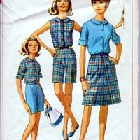 Simplicity 6504 Junior Blouse Skirt Bermuda Shorts Vintage 1960's Sewing Pattern - VintageStitching - Vintage Sewing Patterns