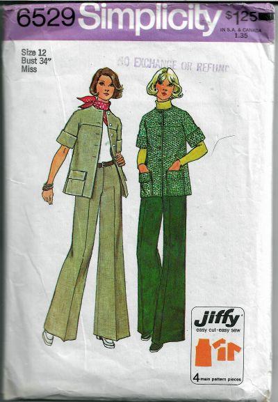 Simplicity 6529 Ladies Jiffy Jacket Pants Vintage Sewing Pattern 1970s - VintageStitching - Vintage Sewing Patterns