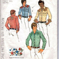 Simplicity 6693 Vintage 1970's Sewing Pattern Mens Long Sleeve Western Shirt with Yoke Teen Boy - VintageStitching - Vintage Sewing Patterns