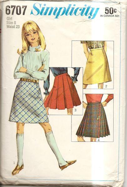 Simplicity 6707 Vintage 1960's Sewing Pattern Girls Skirt - VintageStitching - Vintage Sewing Patterns