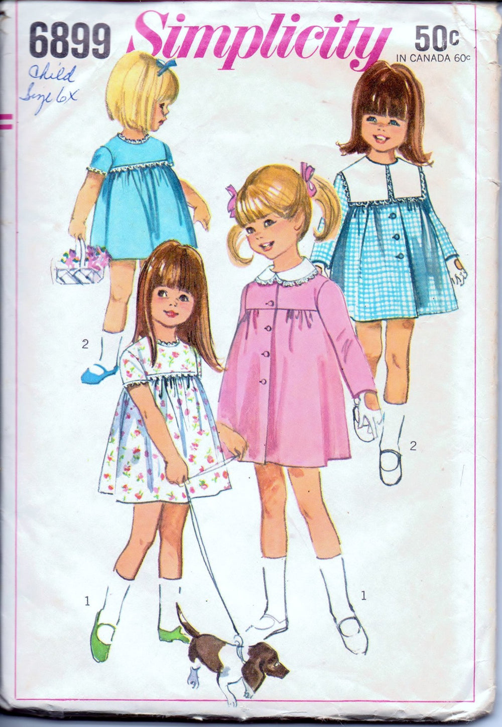 Simplicity 6899 Little Girls' One Piece Dress and Coat Vintage 1960's Sewing Pattern - VintageStitching - Vintage Sewing Patterns