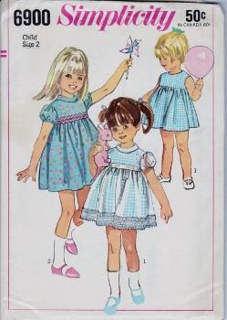 Simplicity 6900 Toddler One-Piece Pinafore Dress Vintage 1960's Sewing Pattern - VintageStitching - Vintage Sewing Patterns