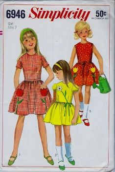 Simplicity 6946 Girls One Piece Shirt Dress Vintage 60's Sewing Pattern - VintageStitching - Vintage Sewing Patterns