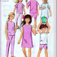 Simplicity 6952 Girls Pants Shorts Dress Top Vintage Sewing Pattern - VintageStitching - Vintage Sewing Patterns