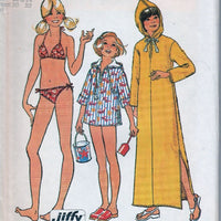 Simplicity 6994 Vintage 1970's Sewing Pattern Girls Beach Cover Up Bikini Bathing Suit - VintageStitching - Vintage Sewing Patterns