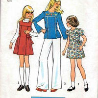 Simplicity 7035 Girls Short Jumper Dress Top Vintage 1970's Sewing Pattern - VintageStitching - Vintage Sewing Patterns