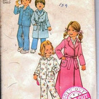 Simplicity 7068 Girls Boys Toddler Robe Pajamas Vintage Sewing Pattern - VintageStitching - Vintage Sewing Patterns