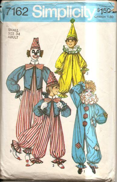 Simplicity 7162 Vintage 1970's Sewing Pattern Clown Costume Adult - VintageStitching - Vintage Sewing Patterns