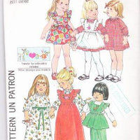Simplicity 7197 Vintage Sewing Pattern Toddler Dress Pinafore Pants - VintageStitching - Vintage Sewing Patterns