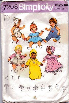 Simplicity 7208 Doll Clothes Pattern Baby Tenderlove Vintage 1970's Sewing Pattern - VintageStitching - Vintage Sewing Patterns