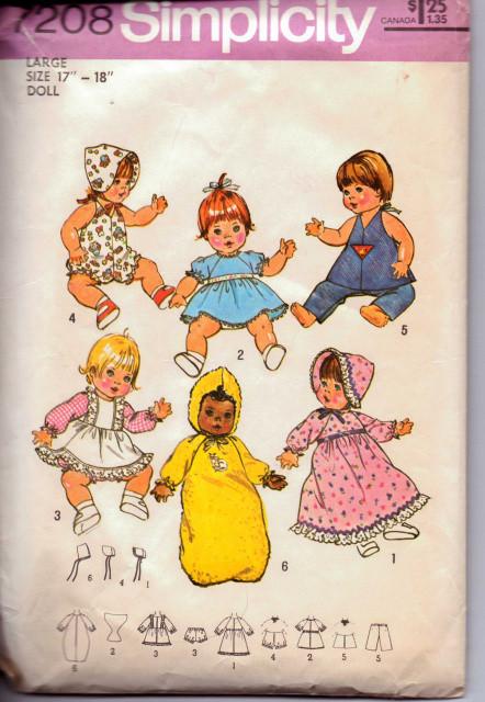 Simplicity 7208 Doll Clothes Pattern Ginny Baby Powder Puff Vintage 1970's Sewing Pattern - VintageStitching - Vintage Sewing Patterns