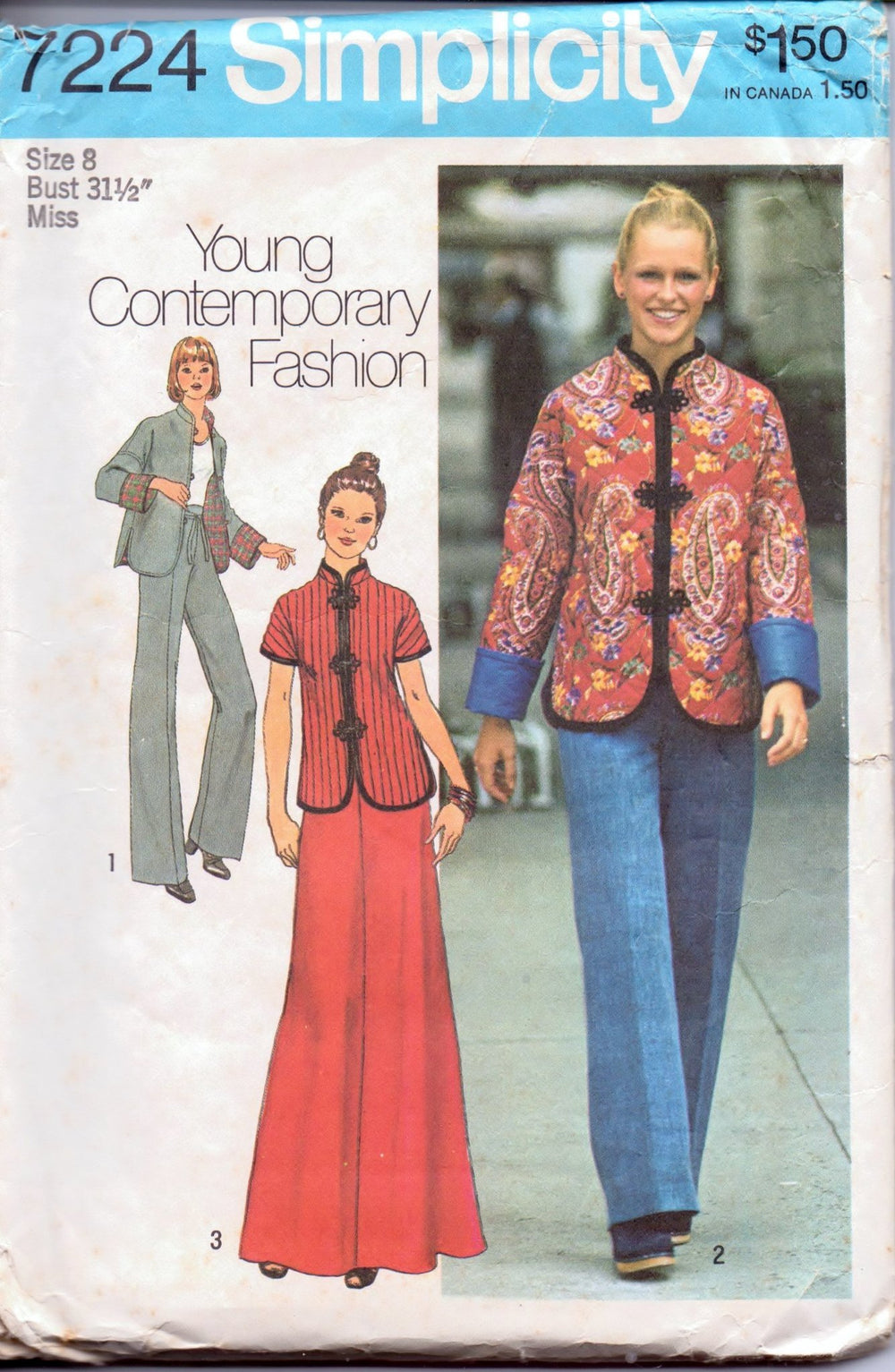 Simplicity 7224 Ladies Jacket Skirt Pants Vintage 1970's Sewing Pattern Young Contemporary Fashion - VintageStitching - Vintage Sewing Patterns