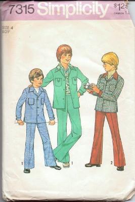 Simplicity 7315 Boys Shirt Jacket Pants Vintage 1970's Pattern - VintageStitching - Vintage Sewing Patterns