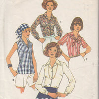 Simplicity 7353 Vintage 1970's Sewing Pattern Ladies Button Front Blouse - VintageStitching - Vintage Sewing Patterns