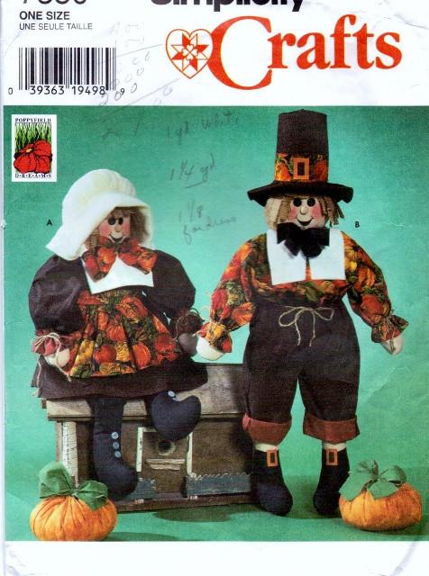 Simplicity 7360 Harvest Scarecrow Dolls Pumpkin Vintage Craft Pattern - VintageStitching - Vintage Sewing Patterns