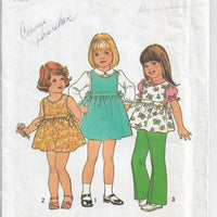 Simplicity 7458 Girls Dress Jumper Blouse Vintage 1970's Sewing Pattern - VintageStitching - Vintage Sewing Patterns