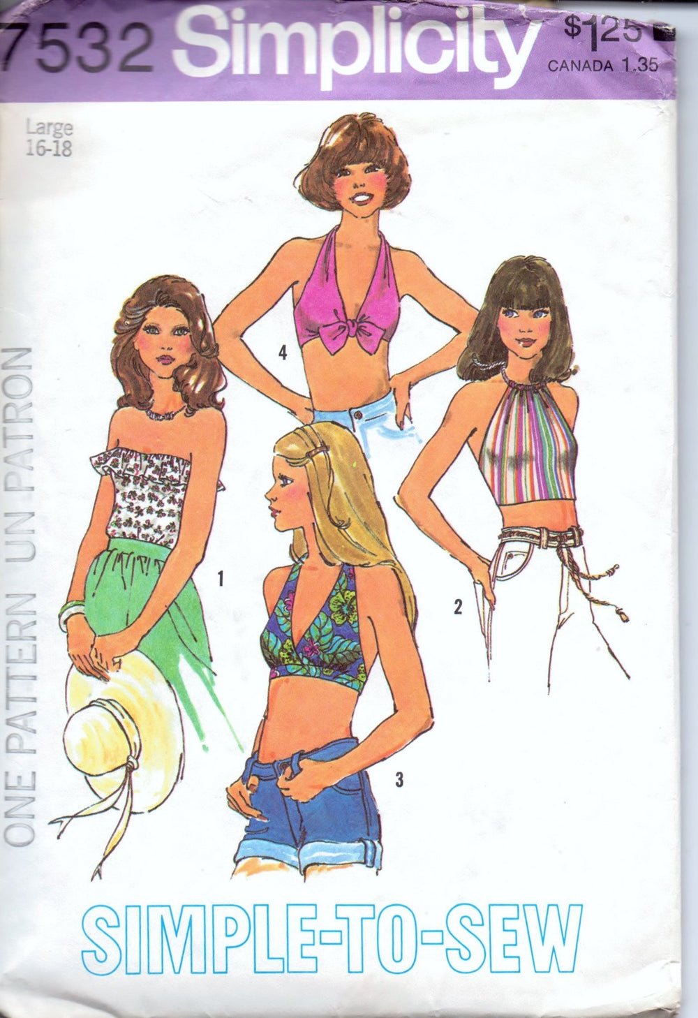 Simplicity 7532 Ladies Summer Halter Top Bikini Vintage 1970's Sewing Pattern - VintageStitching - Vintage Sewing Patterns