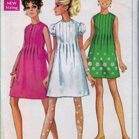 Simplicity 7633 Ladies Mini Dress Puff Sleeves Vintage Sewing Pattern 1960's - VintageStitching - Vintage Sewing Patterns
