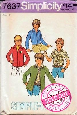 Simplicity 7637 Boys Unlined Jacket and Shirt Vintage Sewing Pattern - VintageStitching - Vintage Sewing Patterns