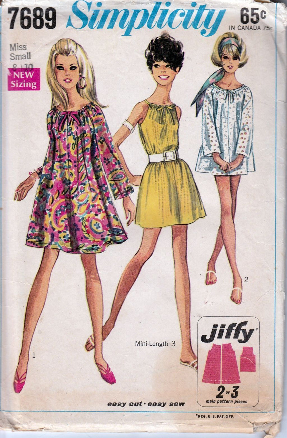 Simplicity 7689 Ladies Jiffy Mini Dress Vintage Sewing Pattern 1960's - VintageStitching - Vintage Sewing Patterns