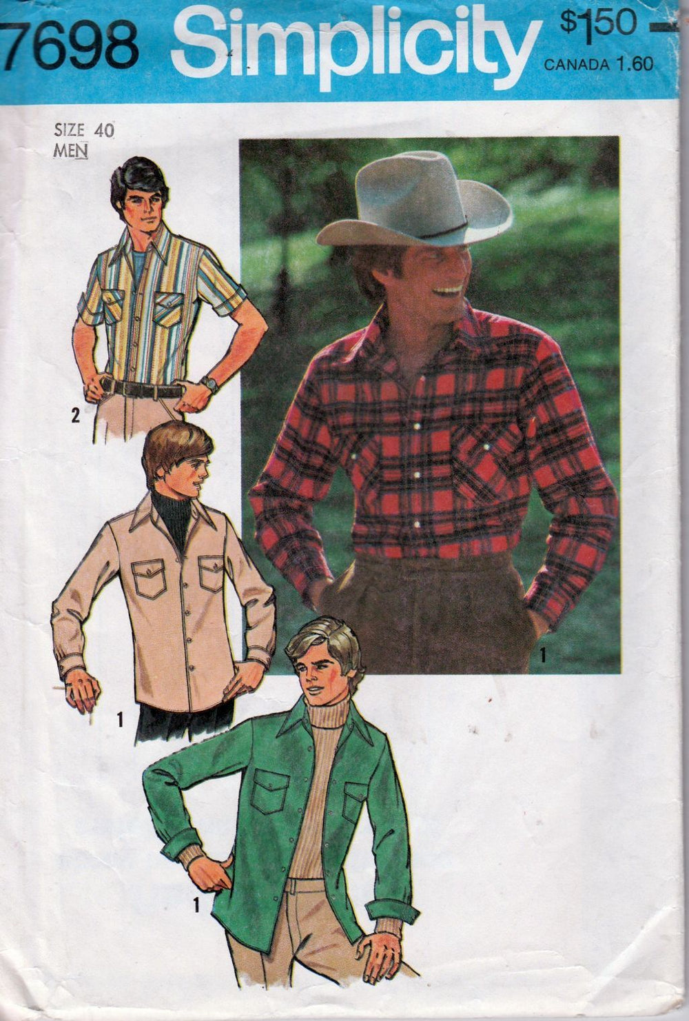 Simplicity 7698 Mens' Shirt Vintage 1970's Sewing Pattern - VintageStitching - Vintage Sewing Patterns