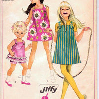 Simplicity 7709 Vintage 1960's Sewing Pattern Little Girls Pinafore Dress Bloomers Jumper Top Shorts - VintageStitching - Vintage Sewing Patterns