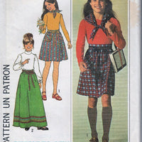 Simplicity 7732 Vintage 1970's Sewing Pattern Girls Long Above Knee Skirt Top Scarf - VintageStitching - Vintage Sewing Patterns