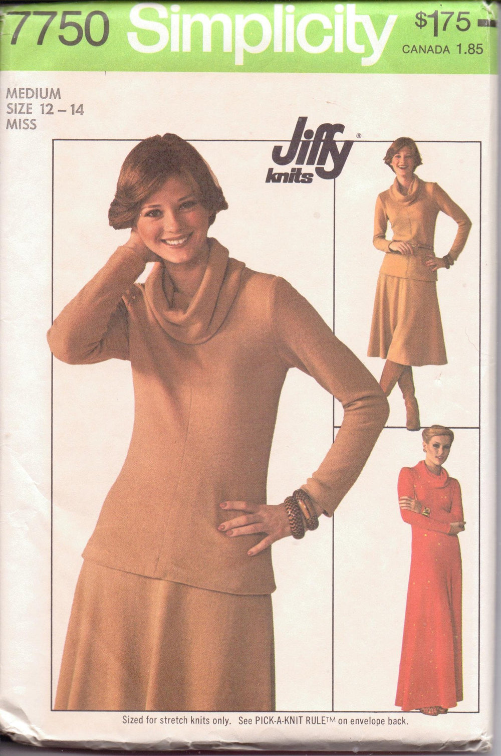 Simplicity 7750 Ladies Pullover Dress Top Skirt Vintage 1970's Sewing Pattern - VintageStitching - Vintage Sewing Patterns