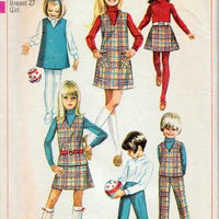Simplicity 7785 Girls Jumper Dress Top Skirt Pants Vintage 60's Pattern - VintageStitching - Vintage Sewing Patterns