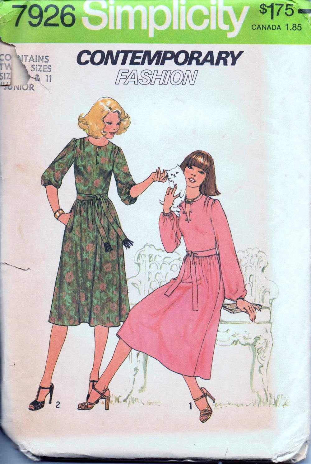 Simplicity 7926 Ladies Junior One-Piece Dress Vintage 1970's Sewing Pattern Contemporary Fashion - VintageStitching - Vintage Sewing Patterns