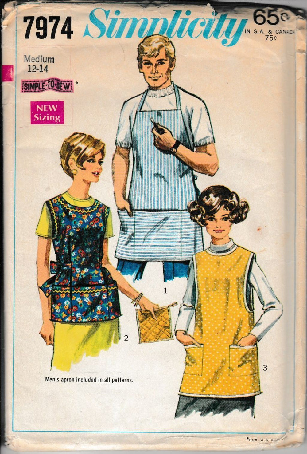 Simplicity 7974 Apron Potholder Vintage 1960's Sewing Pattern - VintageStitching - Vintage Sewing Patterns