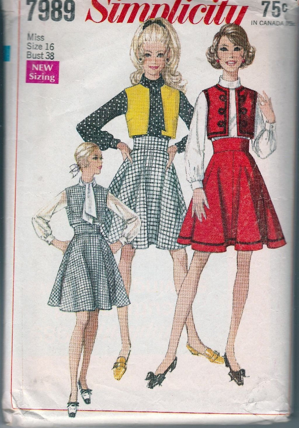 Simplicity 7989 Ladies Bolero Jacket Skirt Blouse Vintage Sewing Pattern 1960's - VintageStitching - Vintage Sewing Patterns