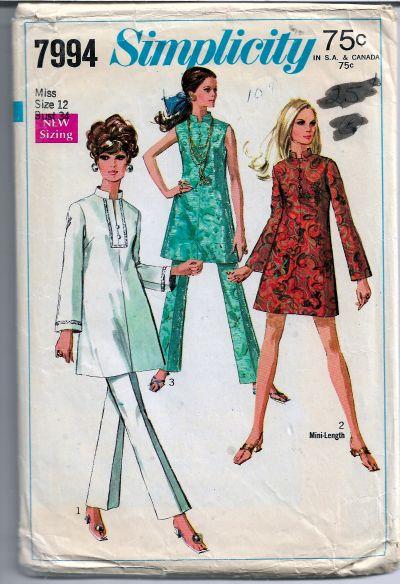 Simplicity 7994 Vintage Sewing Pattern 1960s Ladies Mini Dress Bell Bottom Pants - VintageStitching - Vintage Sewing Patterns