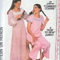 Simplicity 8134 Girls Nightgown Pajamas PJ's Vintage 1970's Sewing Pattern - VintageStitching - Vintage Sewing Patterns