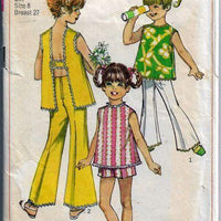 Simplicity 8170 Vintage Sewing Pattern 1960s Girls Bell Bottom Pants Shorts Top - VintageStitching - Vintage Sewing Patterns
