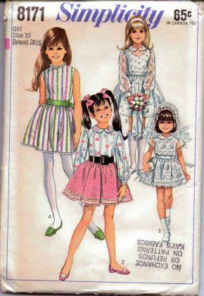 Simplicity 8171 Girls One Piece Communion Easter Dress Vintage Pattern - VintageStitching - Vintage Sewing Patterns