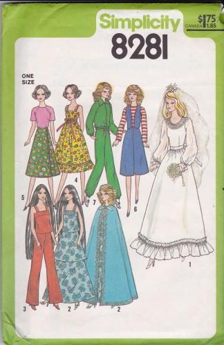 Simplicity 8281 Vintage Barbie Doll Clothing Pattern Wardrobe 1970's - VintageStitching - Vintage Sewing Patterns