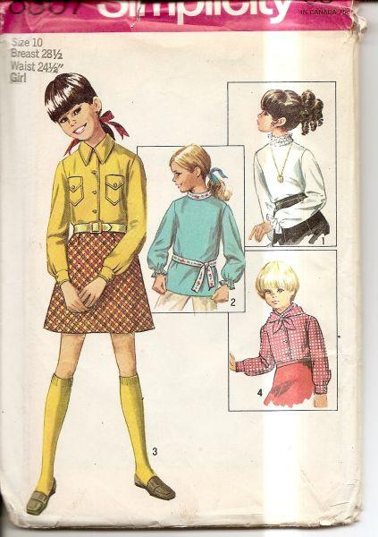 Simplicity 8307 Vintage 60's Sewing Pattern Girls Shirt & Blouses - VintageStitching - Vintage Sewing Patterns